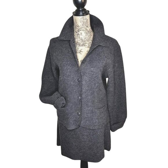 Vintage Ann Taylor Women's Wool Blend Button Pocket Jacket Mini Skirt Set  Sz